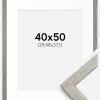 Ramme Stilren grå Eg 40x50 cm - Passepartout Hvid 12x15 inches
