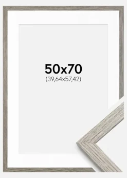 Ramme Stilren grå Eg 50x70 cm - Passepartout Hvid 16x23 inches
