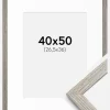 Ramme Stilren grå Eg 40x50 cm - Passepartout Hvid 27,5x37 cm