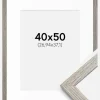 Ramme Stilren Grå Eg 40x50 cm - Passepartout Hvid 11x15 inches