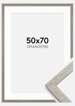 Ramme Stilren grå Eg 50x70 cm - Passepartout Hvid 16x24 inches