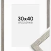 Ramme Stilren grå Eg 30x40 cm - Passepartout Hvid 8x12 inches