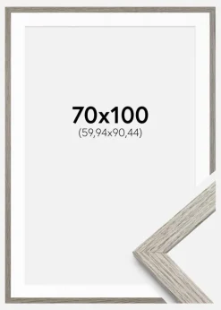 Ramme Stilren grå Eg 70x100 cm - Passepartout Hvid 24x36 inches