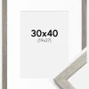 Ramme Stilren grå Eg 30x40 cm - Passepartout Hvid 20x28 cm