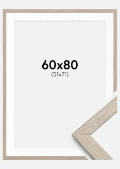 Ramme Stilren Greige Eg 60x80 cm - Passepartout Hvid 52x72 cm