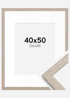 Ramme Stilren Greige Eg 40x50 cm - Passepartout Hvid 27x35 cm