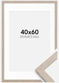 Ramme Stilren Greige Eg 40x60 cm - Passepartout Hvid 32,9x48,3 cm