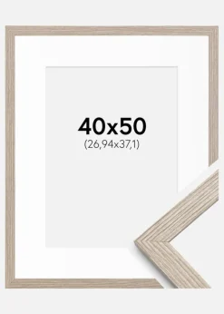 Ramme Stilren Greige Eg 40x50 cm - Passepartout Hvid 11x15 inches