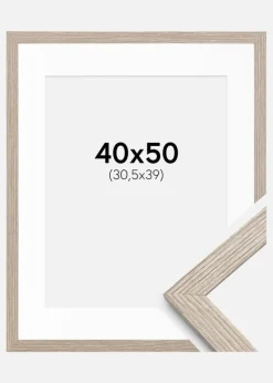 Ramme Stilren Greige Eg 40x50 cm - Passepartout Hvid 31,5x40 cm
