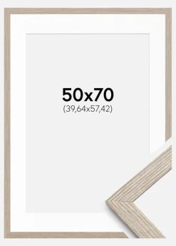 Ramme Stilren Greige Eg 50x70 cm - Passepartout Hvid 16x23 inches