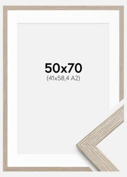 Ramme Stilren Greige Eg 50x70 cm - Passepartout Hvid 42x59,4 cm