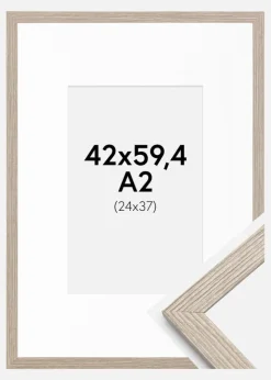 Ramme Stilren Greige Eg 42x59,4 cm - Passepartout Hvid 25x38 cm