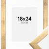 Ramme Stilren Guld 18x24 cm - Passepartout Hvid 13x17 cm