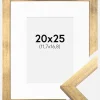 Ramme Stilren Guld 20x25 cm - Passepartout Hvid 5x7 inches