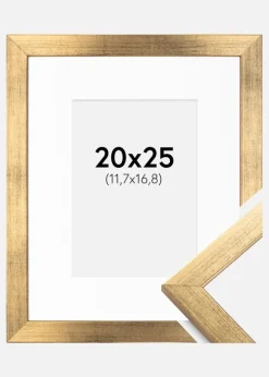 Ramme Stilren Guld 20x25 cm - Passepartout Hvid 5x7 inches