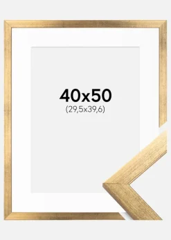 Ramme Stilren Guld 40x50 cm - Passepartout Hvid 12x16 inches