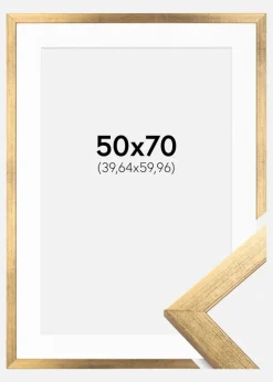 Ramme Stilren Guld 50x70 cm - Passepartout Hvid 16x24 inches