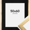 Ramme Stilren Guld 50x60 cm - Passepartout Sort 37x46 cm