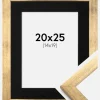 Ramme Stilren Guld 20x25 cm - Passepartout Sort 15x20 cm