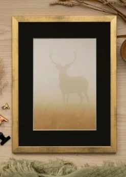 Ramme Stilren Guld 20x25 cm - Passepartout Sort 15x20 cm