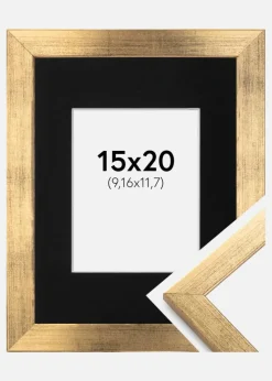 Ramme Stilren Guld 15x20 cm - Passepartout Sort 4x5 inches