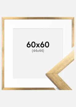 Ramme Stilren Guld 60x60 cm - Passepartout Hvid 45x45 cm