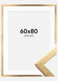 Ramme Stilren Guld 60x80 cm - Passepartout Hvid 50x70 cm