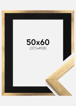 Ramme Stilren Guld 50x60 cm - Passepartout Sort 15x20 inches