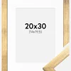 Ramme Stilren Guld 20x30 cm - Passepartout Hvid 15x21 cm (A5)