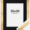 Ramme Stilren Guld 20x30 cm - Passepartout Sort 15x21 cm (A5)