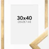 Ramme Stilren Guld 30x40 cm - Passepartout Hvid 21x29,7 cm (A4)