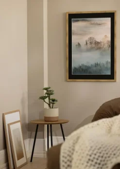 Ramme Stilren Guld 60x60 cm - Passepartout Sort 50x50 cm