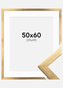 Ramme Stilren Guld 50x60 cm - Passepartout Hvid 40x50 cm