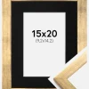 Ramme Stilren Guld 15x20 cm - Passepartout Sort 4x6 inches