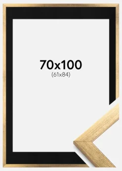Ramme Stilren Guld 70x100 cm - Passepartout Sort 62x85 cm