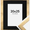 Ramme Stilren Guld 20x25 cm - Passepartout Sort 13x19,5 cm