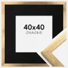 Ramme Stilren Guld 40x40 cm - Passepartout Sort 10x10 inches