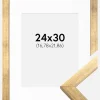Ramme Stilren Guld 24x30 cm - Passepartout Hvid 7x9 inches