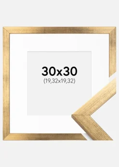Ramme Stilren Guld 30x30 cm - Passepartout Hvid 8x8 inches