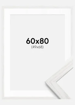 Ramme Stilren Hvid Eg 60x80 cm - Passepartout Hvid 50x69 cm