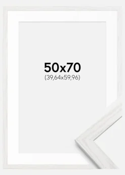 Ramme Stilren Hvid Eg 50x70 cm - Passepartout Hvid 16x24 inches