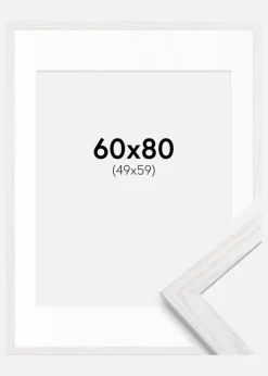 Ramme Stilren Hvid Eg 60x80 cm - Passepartout Hvid 50x60 cm