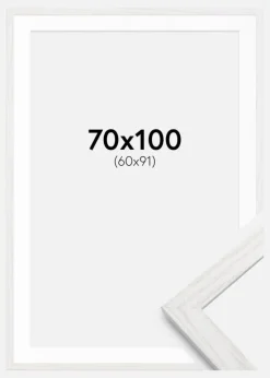 Ramme Stilren hvid Eg 70x100 cm - Passepartout Hvid 61x92 cm
