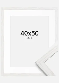 Ramme Stilren hvid Eg 40x50 cm - Passepartout Hvid 31x41 cm
