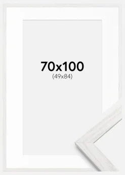Ramme Stilren hvid Eg 70x100 cm - Passepartout Hvid 50x85 cm