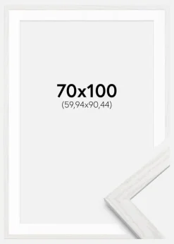 Ramme Stilren Hvid Eg 70x100 cm - Passepartout Hvid 24x36 inches