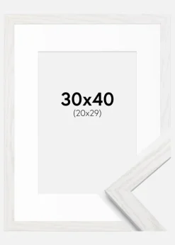 Ramme Stilren hvid Eg 30x40 cm - Passepartout Hvid 21x30 cm