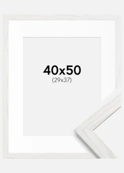 Ramme Stilren hvid Eg 40x50 cm - Passepartout Hvid 30x38 cm
