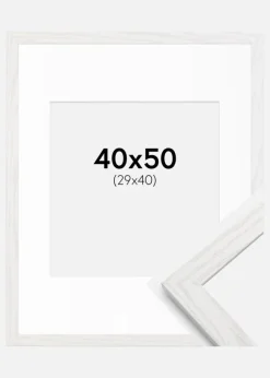 Ramme Stilren Hvid Eg 40x50 cm - Passepartout Hvid 30x41 cm