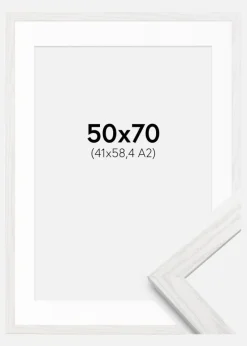 Ramme Stilren hvid Eg 50x70 cm - Passepartout Hvid 42x59,4 cm